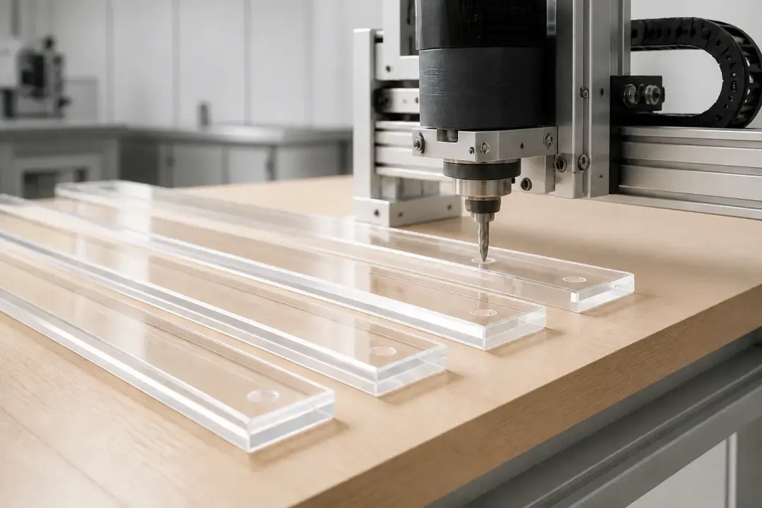 Transparent security bars being precision manufactured